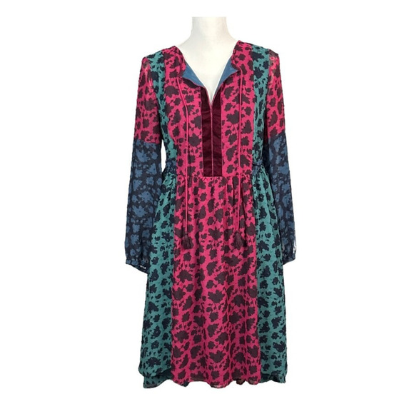 Matilda Jane Dress Size Small Red Green Floral Boho Peasant Whimsigoth Prairie - Picture 1 of 7